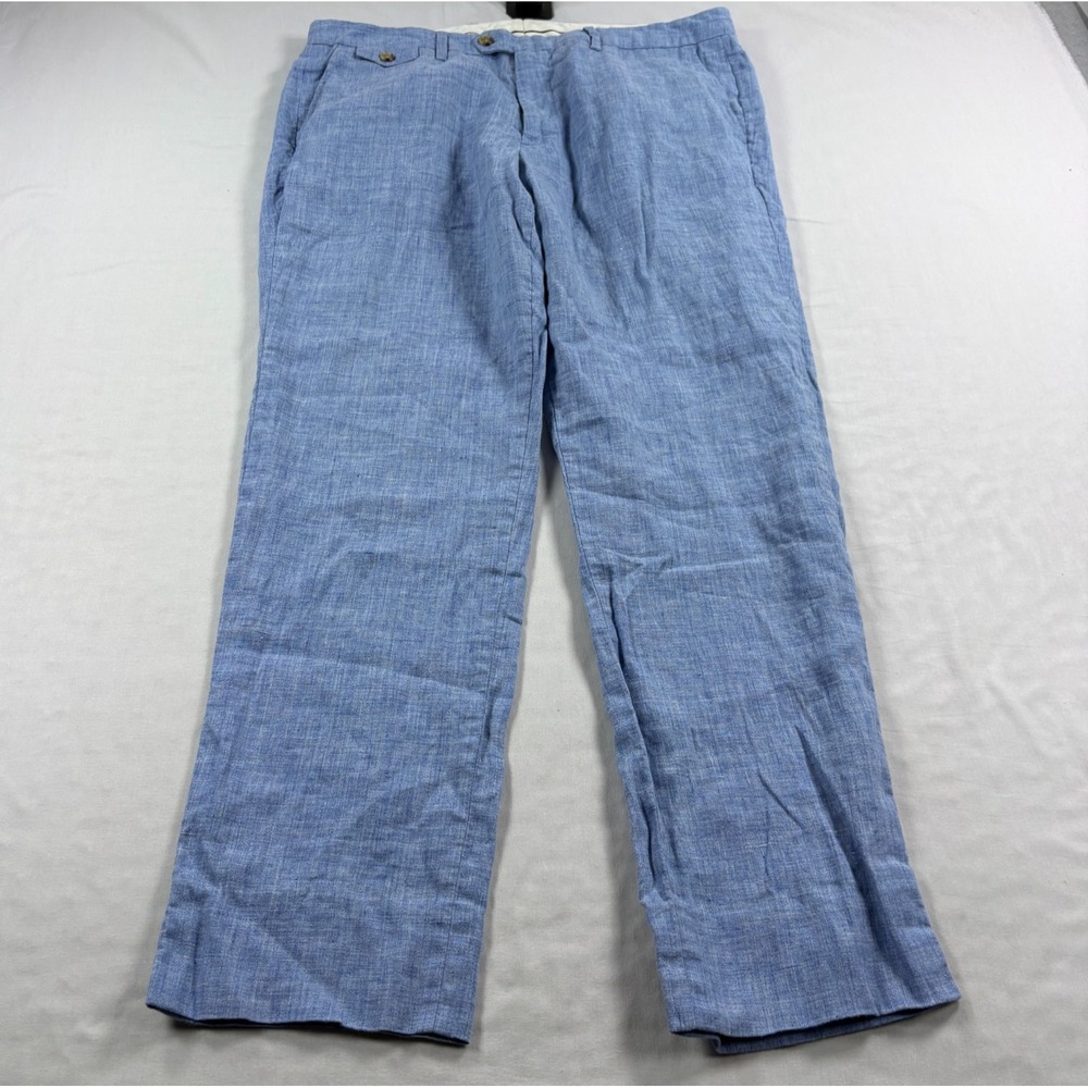 Bonobos Linen Pants Mens 35x30 Blue Chino Guabello Libera Italian Fabric Slim